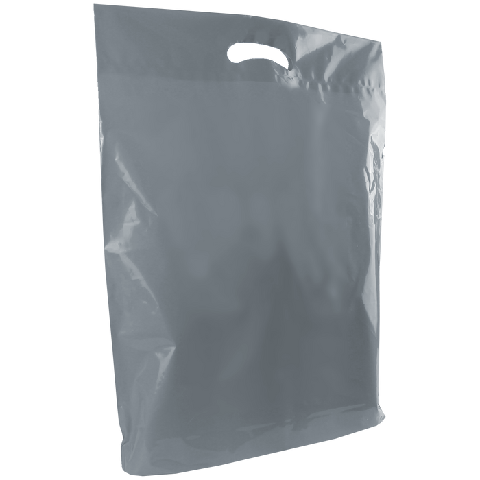 Gray Large Recyclable Die Cut Plastic Bag