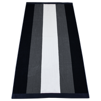 Grey / Navy Hampton Striped Beach Towel Thumb