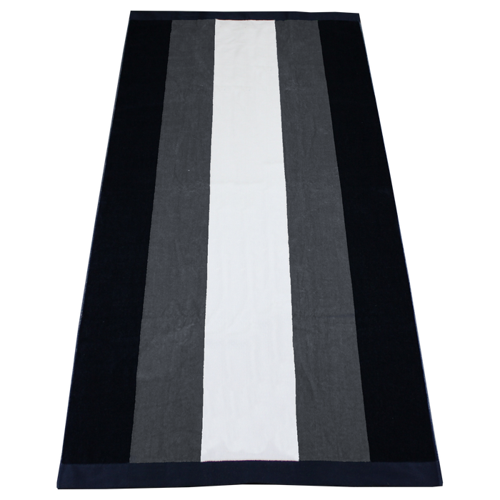 Grey / Navy Hampton Striped Beach Towel