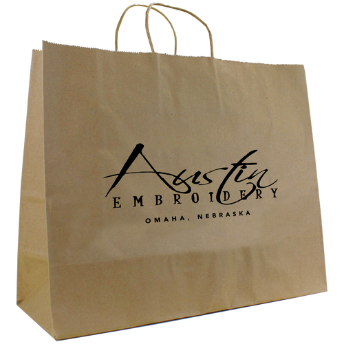 Austin Embroidery & Logos / Extra Wide Kraft Paper Shopper Bag / Paper Bags