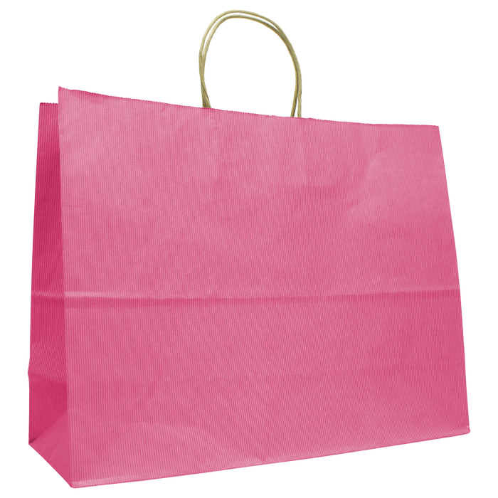 Pink Extra Wide Matte Color Kraft Shopper Bag