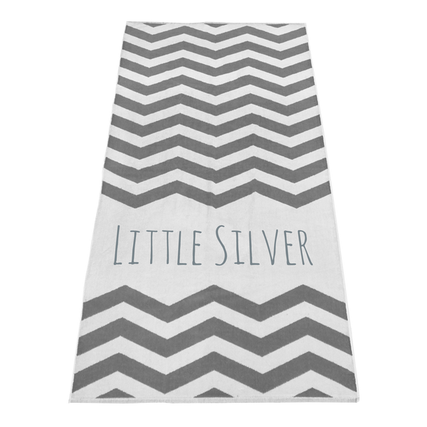 striped beach towels,  silkscreen imprint, 