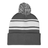 Gray Striped Winter Beanie Thumb