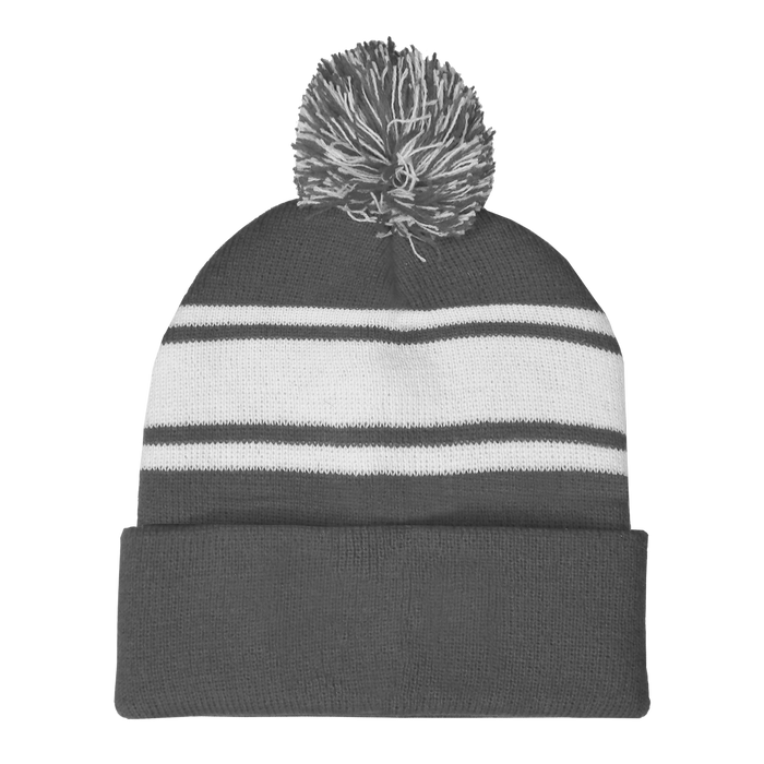 Gray Striped Winter Beanie