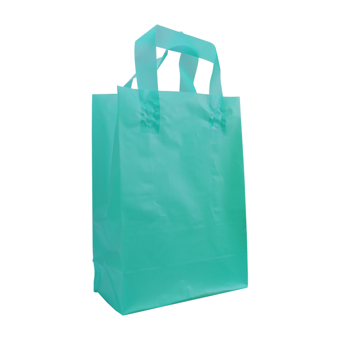 Teal Small Frosted Plastic Shopper