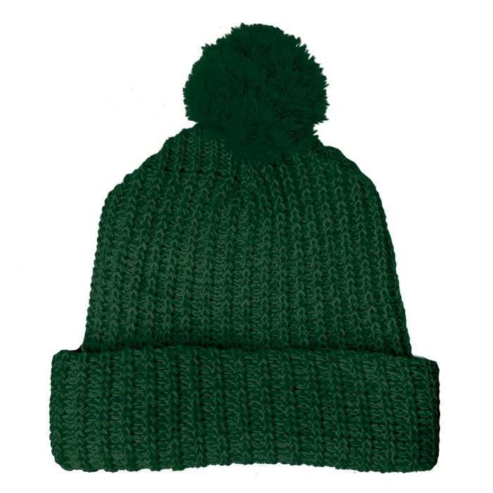 Forest Green Knit Pom Beanie