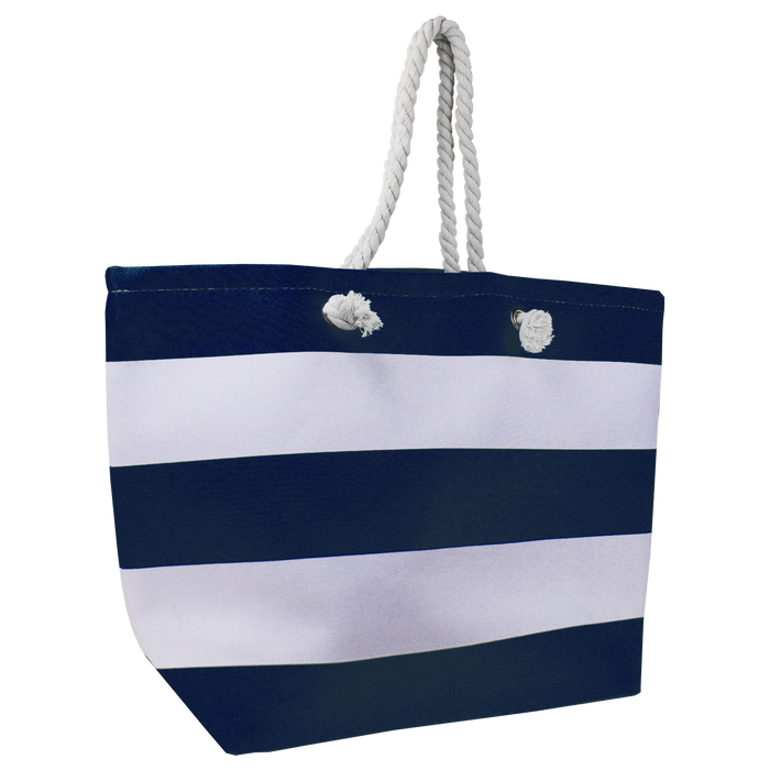 Navy Marina Striped Beach Tote