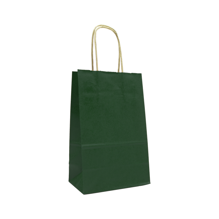 5x9.75x3.125 Flat Bottom Colored Paper Bags (Blue, Cream, Green