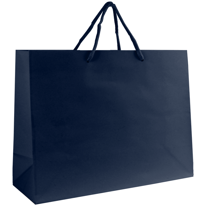 Navy Blue Medium Glossy Shopper Bag