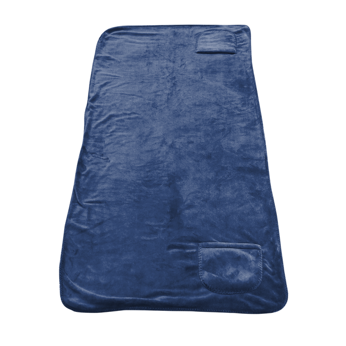 Navy Blue Cascade Sherpa Shawl Blanket