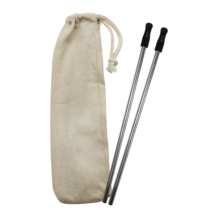 Black Reusable Stainless Straw Kit with Pouch