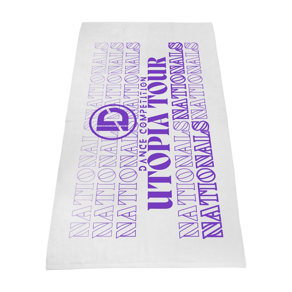 silkscreen imprint,  white beach towels, 