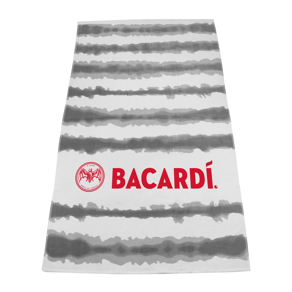 striped beach towels,  silkscreen imprint, 