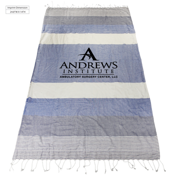 striped beach towels,  embroidery,  silkscreen imprint, 