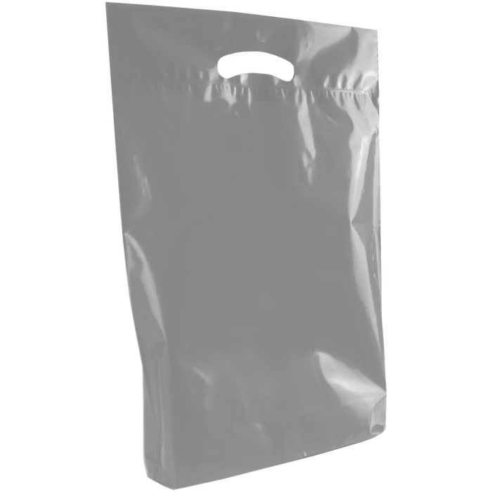 Gray Medium Eco-Friendly Die Cut Plastic Bag