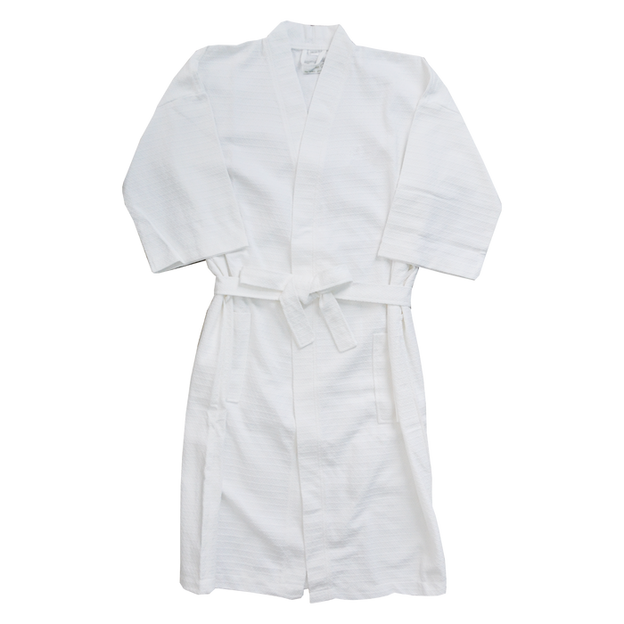 White Cotton Waffle Weave Robe