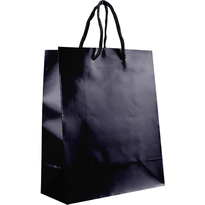 Black Small Glossy Shopper Bag