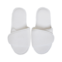 White Adjustable Velour Slippers Thumb