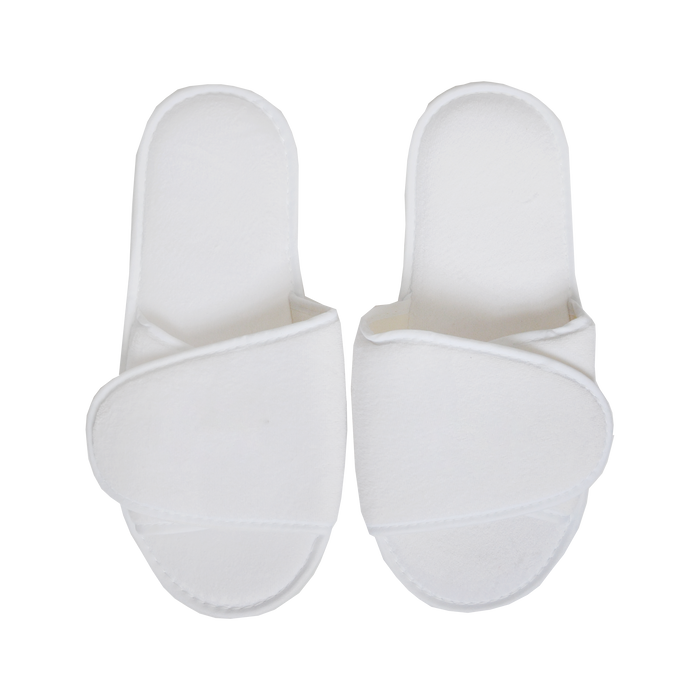 White Adjustable Velour Slippers