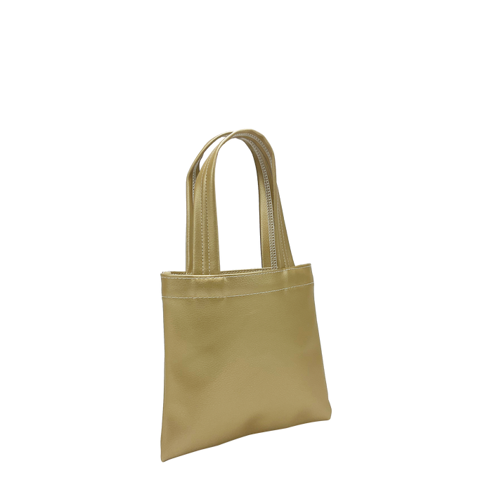Metallic Gold Small Vegan Leather Tote Bag