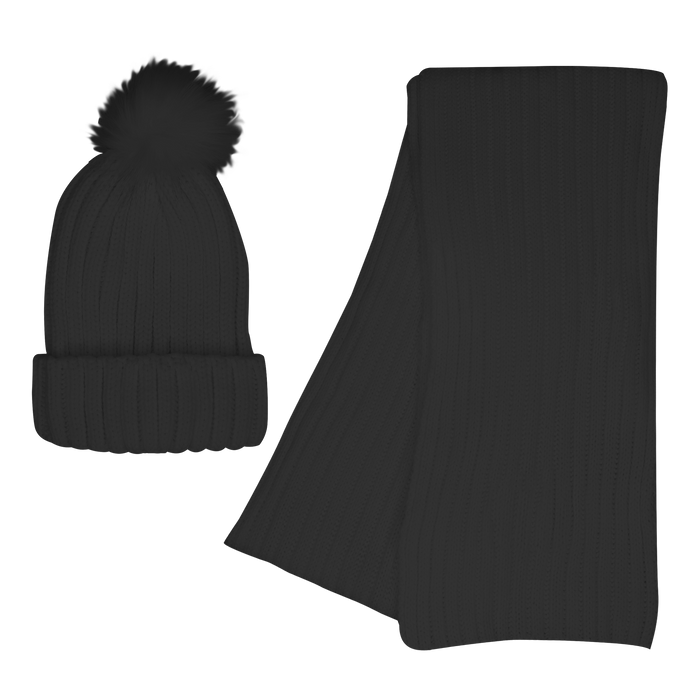 Black Cozy Knit Hat & Scarf Set