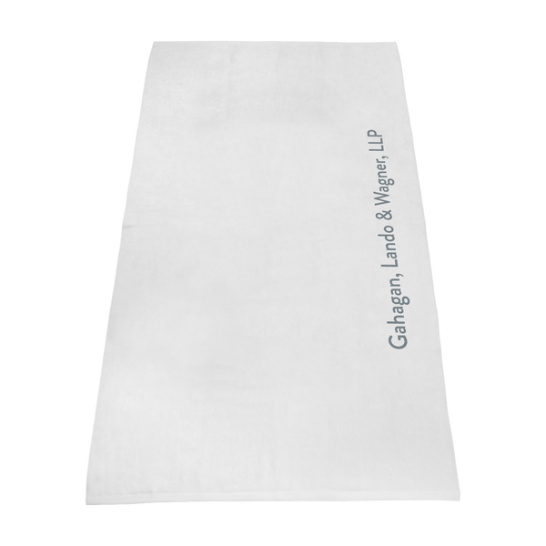 silkscreen imprint,  white beach towels, 