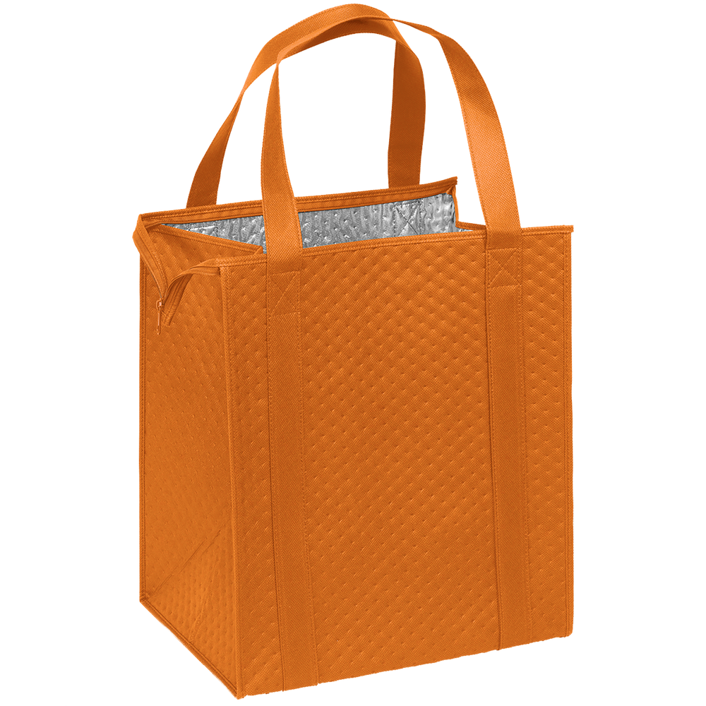 12 Gallons Mega Tote Insulated Orange / Aqua Print Bag, for