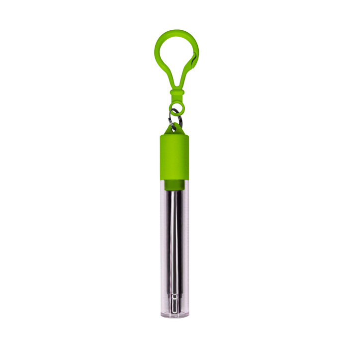 Lime Green Reusable Stainless Steel Straw Keychain