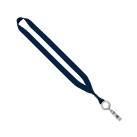 Navy/White 3/4" Lanyard with Retractable Badge Reel Thumb