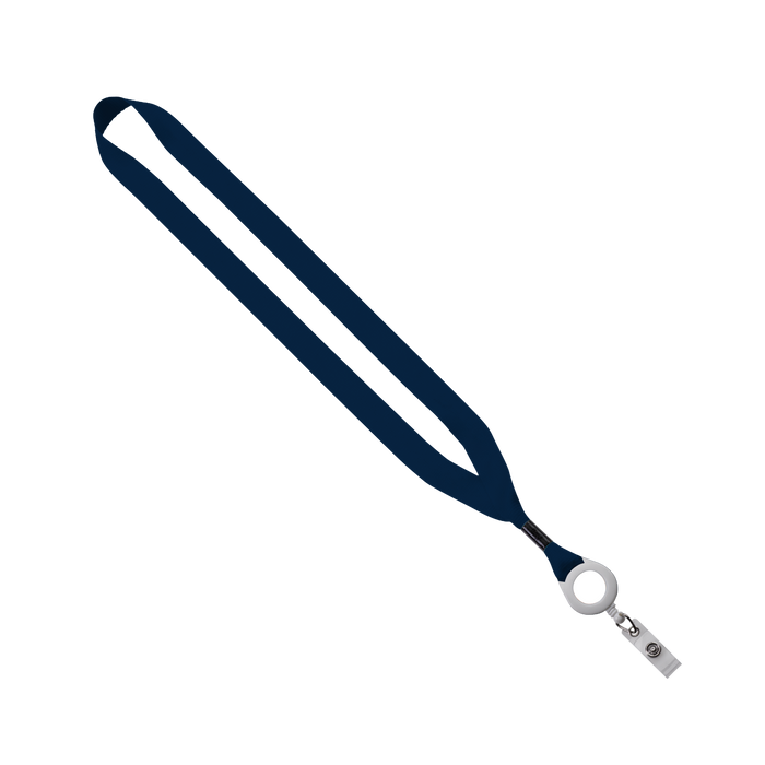 Navy/White 3/4" Lanyard with Retractable Badge Reel