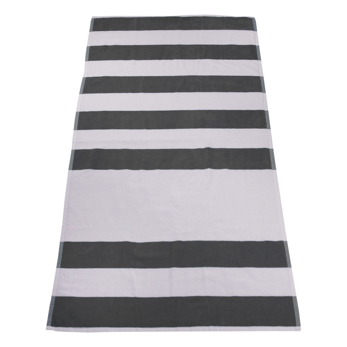 Grey Horizon Striped Beach Towel