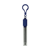 Navy Blue Reusable Stainless Steel Straw Keychain Thumb