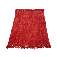 Sienna Red Tasseled Chenille Throw Blanket Thumb