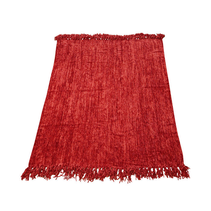 Sienna Red Tasseled Chenille Throw Blanket