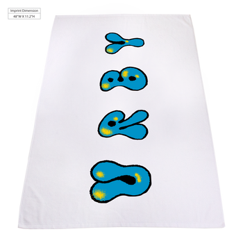 embroidery,  silkscreen imprint,  white beach towels, 