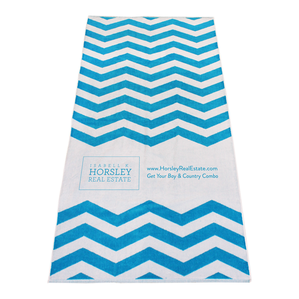 striped beach towels,  silkscreen imprint, 