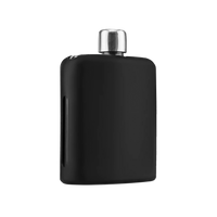 Black Glass Flask with Silicon Sleeve Thumb