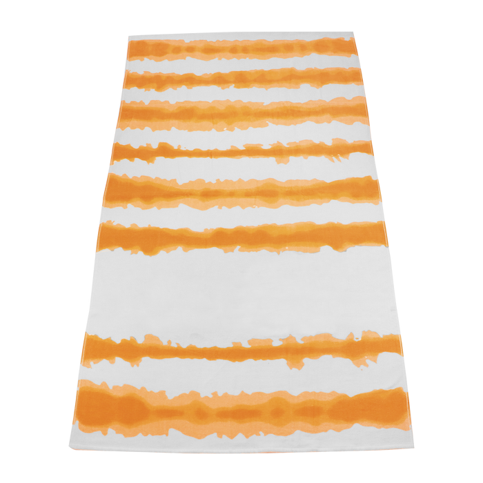 Orange Tie-Dye Striped Beach Towel