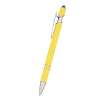 Neon Yellow Retractable Ball Point Pen with Stylus Thumb