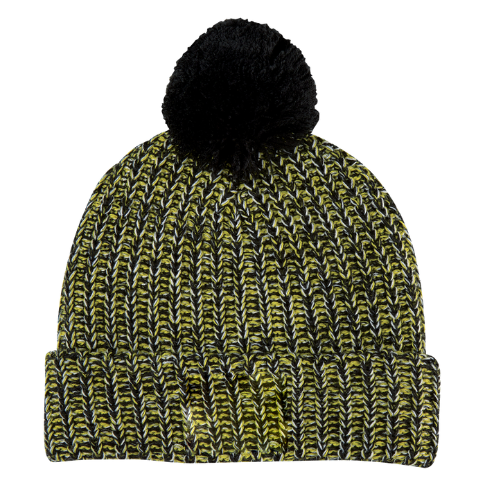 Black and Yellow Knit Knit Pom Beanie