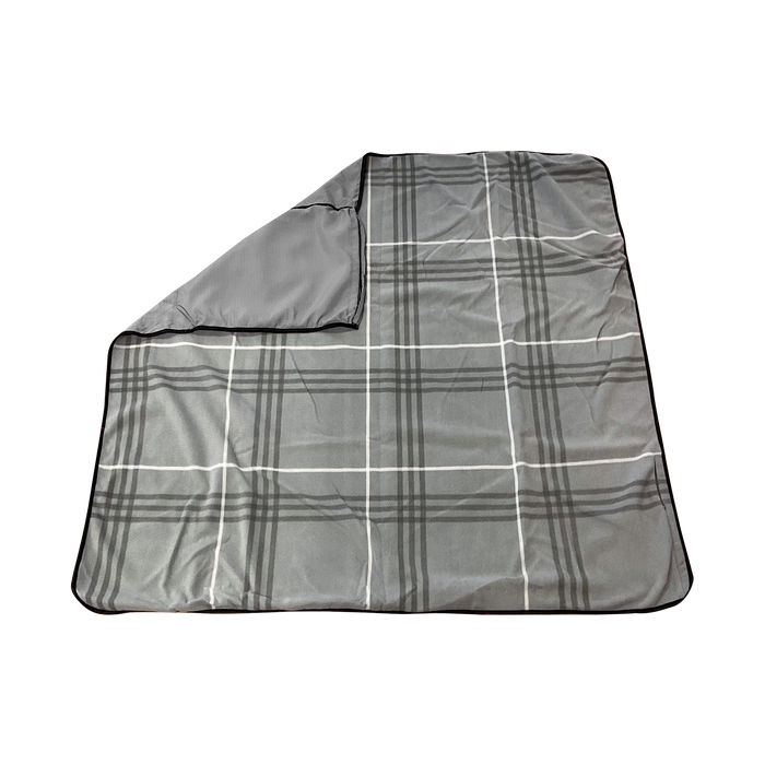 Grey and White Plaid Cilento Backpack Picnic Blanket