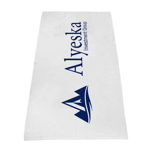 Alyeska Investment Group / Budget White Beach Towel / Imprinted Beach