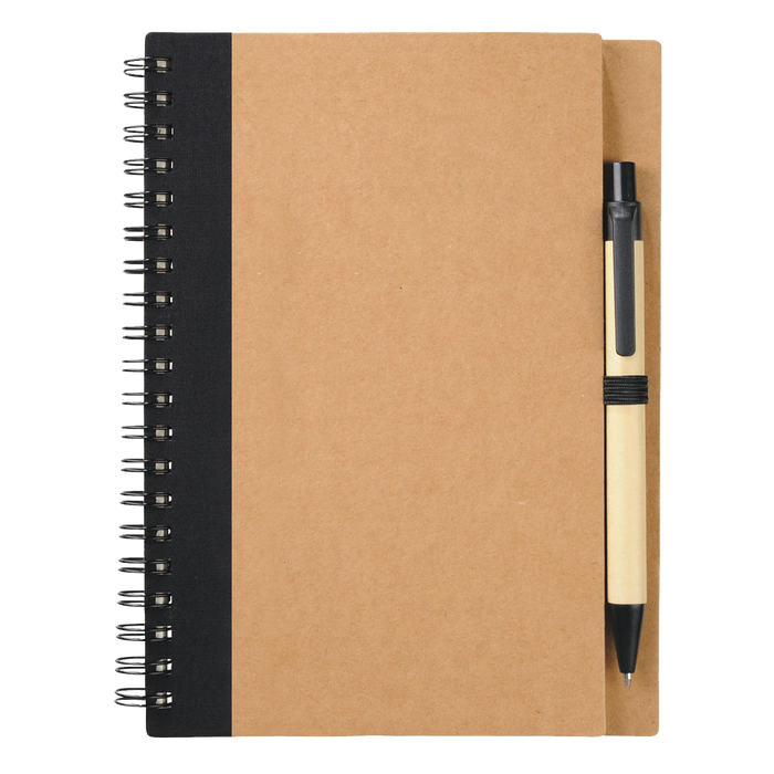 Black Eco-Friendly Spiral Notebook with Pen