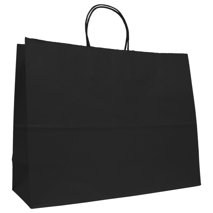 Black Extra Wide Matte Color Kraft Shopper Bag