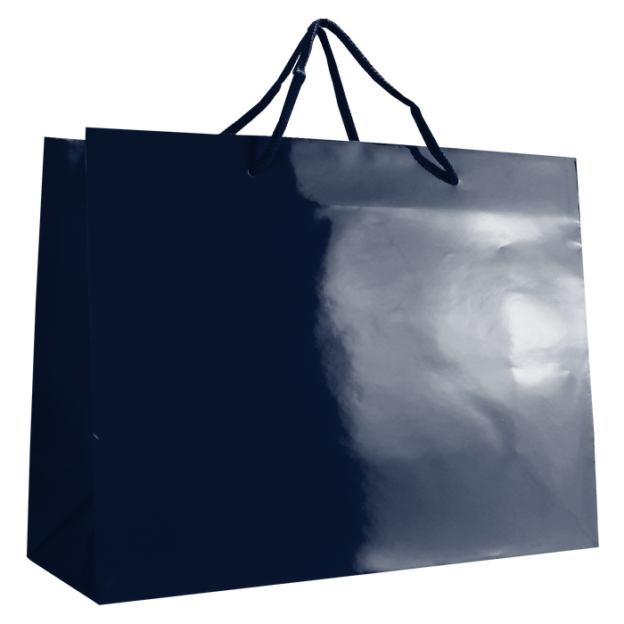 Navy Blue Large Glossy Shopper Bag