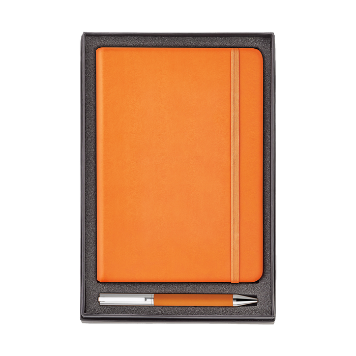 Orange Hard Cover Journal and Ballpoint Pen Gift Set