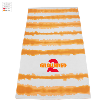 striped beach towels,  silkscreen imprint, 