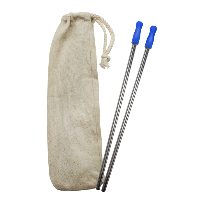 Royal Blue Reusable Stainless Straw Kit with Pouch