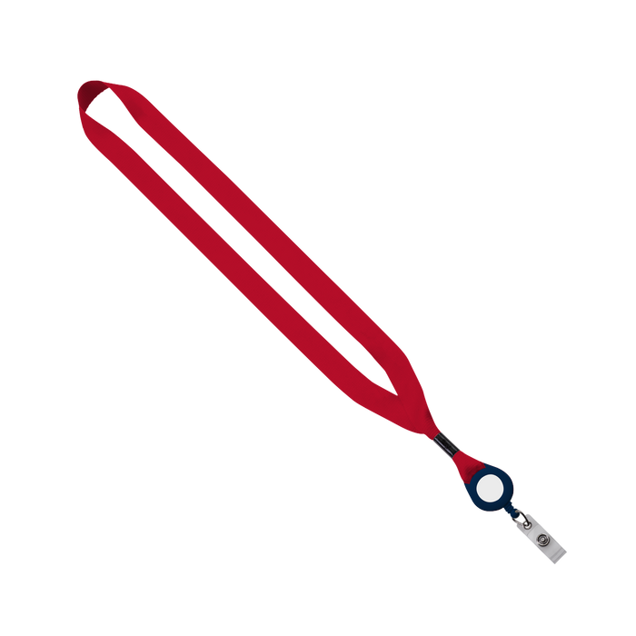 Red/Navy 3/4" Lanyard with Retractable Badge Reel