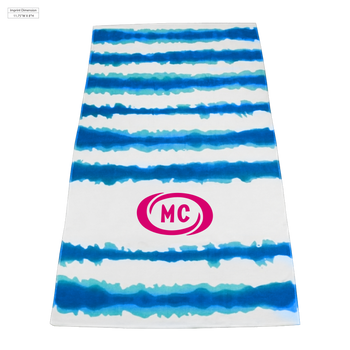 striped beach towels,  silkscreen imprint, 